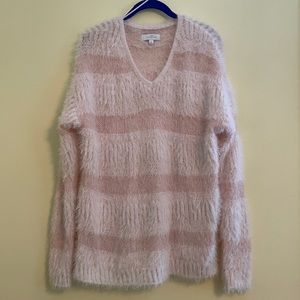 new directions light pink and white fuzzy sweater